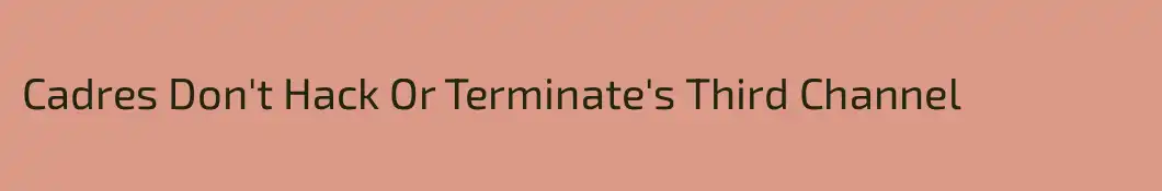 Cadres Don't Hack Or Terminate's Third Channel 